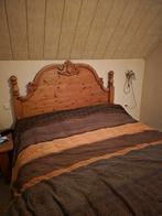 Gratis 2 persoons grenen bed, Ophalen, Gebruikt, Bruin, Tweepersoons