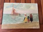 Schilderij visserij Scheveningen, Minder dan 50 cm, Gebruikt, Ophalen of Verzenden, Schilderij