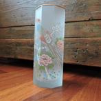 Vaas glas fijn Chinees decor pauw acht-hoekig, Ophalen of Verzenden, Zo goed als nieuw, Glas, Minder dan 50 cm