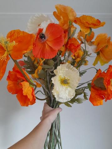 Bos kunstbloemen klaprozen herfstig 30 stuks  beschikbaar voor biedingen