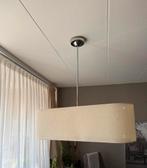 Hanglamp met stoffen ovale kap zand kleur 6 lampen, 50 tot 75 cm, Ophalen of Verzenden, Zo goed als nieuw, Modern