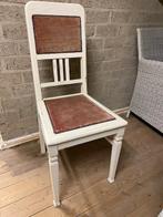 Antiek houten stoel met stof bekleed, Huis en Inrichting, Stoelen, Ophalen, Gebruikt, Wit, Stof