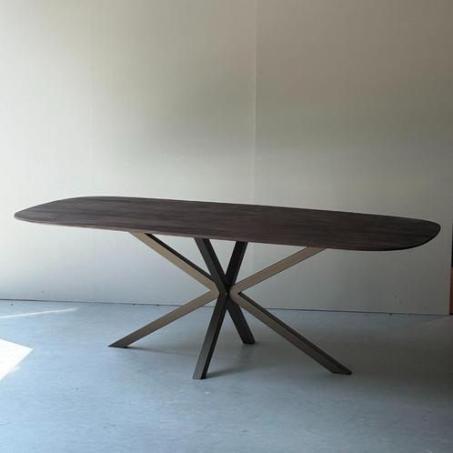Deens ovaal japandi stijl 240x110cm bruin, Huis en Inrichting, Tafels | Eettafels, Nieuw, 200 cm of meer, Vijf personen of meer