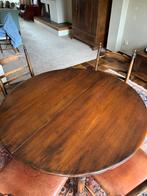 Eettafel rond met 4 stoelen, Antiek en Kunst, Antiek | Meubels | Tafels, Ophalen of Verzenden