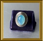 Mooie zilveren ring met blauwe steen, Sieraden, Tassen en Uiterlijk, Antieke sieraden, Ophalen of Verzenden, Zilver, Ring