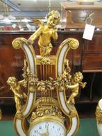 Oer 10552 grote ANTIEKE bronzen lyra pendule en 2 coups, Antiek en Kunst, Antiek | Klokken, Ophalen