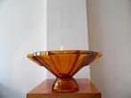 Art Deco grote Schaal op voet Boheems, amber, Antiek en Kunst, Antiek | Glas en Kristal, Ophalen of Verzenden