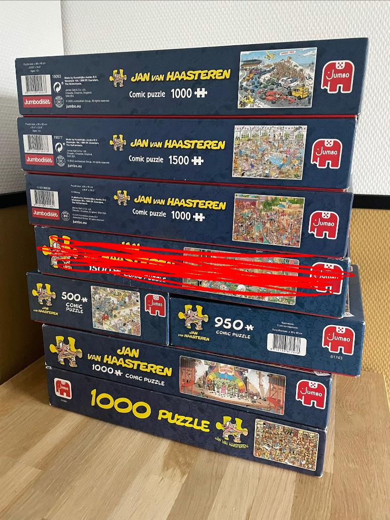 Jan van Haasteren puzzels, Hobby en Vrije tijd, Denksport en Puzzels, Gebruikt, Legpuzzel, 500 t/m 1500 stukjes, Ophalen of Verzenden