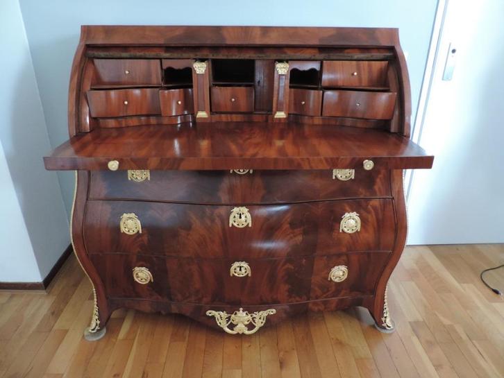 Cuba mahonie Louis XV Hollands cilinderbureau, klepbureau, Antiek en Kunst, Antiek | Meubels | Kasten, Ophalen