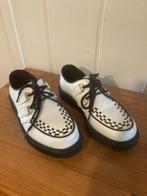 Stoere lage witte leren boots van Demonia, maat 39, Kleding | Dames, Schoenen, Schoenen met lage hakken, Verzenden, Wit, Zo goed als nieuw