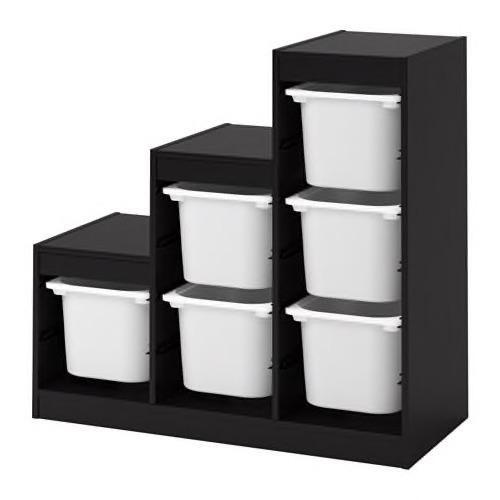 Ikea Trofast kast zwart met witte bakken, Huis en Inrichting, Kasten | Ladekasten, Zo goed als nieuw, Minder dan 100 cm, 50 tot 100 cm