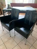 Twee lederen stoelen, Huis en Inrichting, Stoelen, Ophalen, Twee, Zwart, Leer
