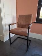 3 Suède Leren Stoelen - Bruin. Zeer Goede Staat. Industrieel, Ophalen, Zo goed als nieuw, Metaal, Industrieel