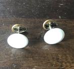 Witte vintage manchetknopen met koper, Sieraden, Tassen en Uiterlijk, Manchetknopen, Ophalen, Zo goed als nieuw, Overige materialen