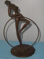 Bronzen beeld ballerina / danseres hoepel vintage 19 cm hoog, Ophalen of Verzenden