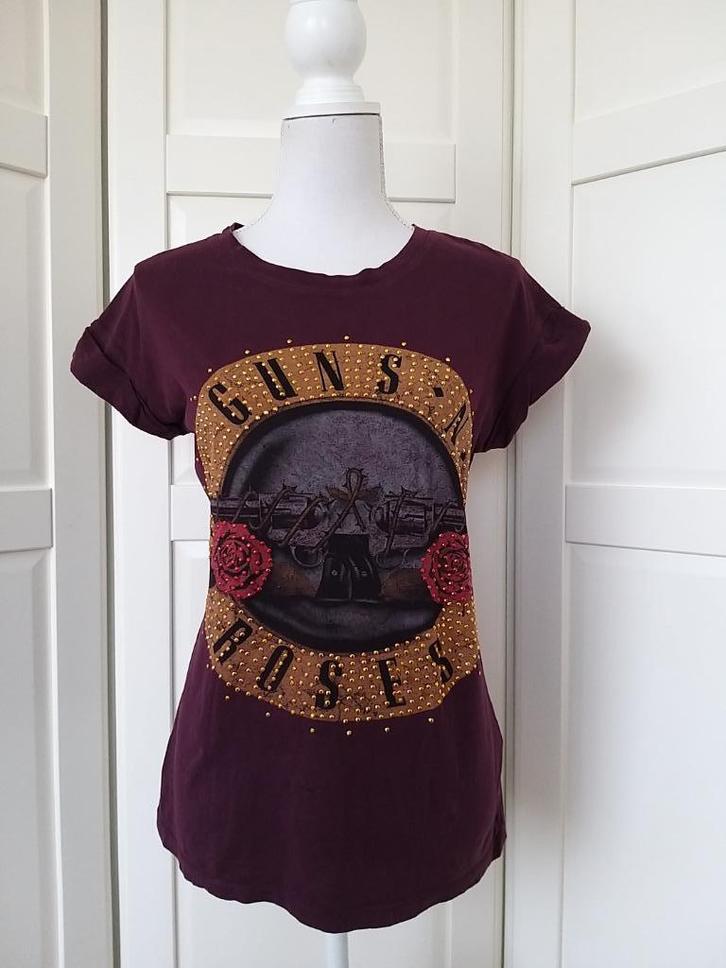 Atmosphere aubergine paars Guns n' Roses shirt L XL, Kleding | Dames, T-shirts, Gedragen, Maat 42/44 (L), Paars, Korte mouw, Ophalen of Verzenden