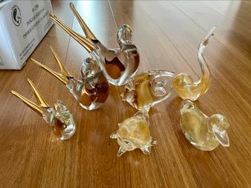 7 vintage Murano dieren met echt goud beschikbaar voor biedingen