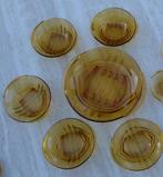 15 x Hermanova Hut Amber Glas Art Deco Sklo Square Eye Set, Antiek en Kunst, Antiek | Glas en Kristal, Ophalen of Verzenden