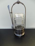 Confiture potje in verzilverde houder, Antiek en Kunst, Ophalen of Verzenden