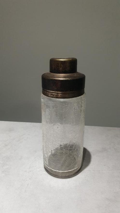 Mid Century Craquelé Kristallen Verzilverde Cocktailshaker, Antiek en Kunst, Antiek | Glas en Kristal, Ophalen of Verzenden