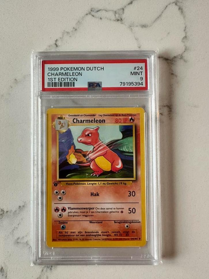 Charmeleon 1st edition uit 1996, PSA 9 zeldzaam, Hobby en Vrije tijd, Verzamelkaartspellen | Pokémon, Zo goed als nieuw, Ophalen of Verzenden