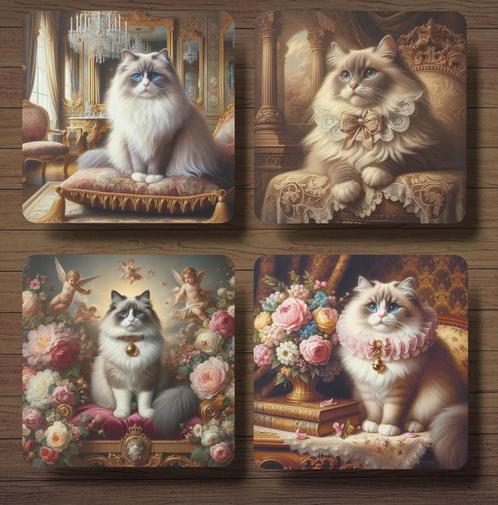 Ragdoll Barok onderzetters met houder, Huis en Inrichting, Woonaccessoires | Onderzetters, Nieuw, Glas of Kopje, Ophalen of Verzenden