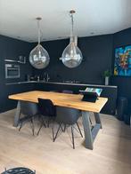 Design eettafelstoelen (6 stuks) – badkuip & suède, Ophalen, Modern, industrieel, Leer, Zwart