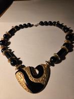 vintage ketting jaren 80, Verzenden, Zo goed als nieuw, Zwart, Overige materialen