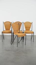 4 x Vintage design eetkamerstoel van Frederick Weinberg, Huis en Inrichting, Stoelen, Ophalen, Bruin, ., Vier