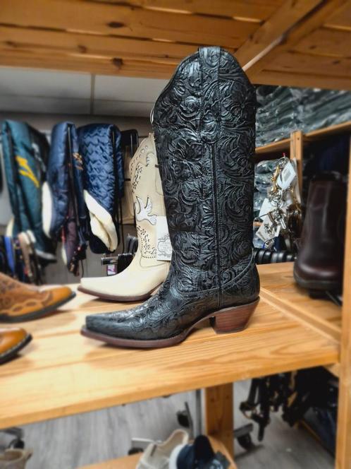 La Pintura Cowboylaars Black Flower Maat 40! Handgemaaktt, Kleding | Dames, Schoenen, Nieuw, Hoge laarzen, Zwart, Ophalen of Verzenden