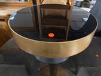 Salontafel goud met zwart glas 80cm model bunga, Ophalen, 50 tot 100 cm, Rond, Nieuw
