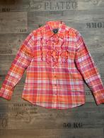 Oranje roze geruite blouse met ruffles, Kleding | Dames, Blouses en Tunieken, Verzenden, Gedragen, Maat 46/48 (XL) of groter, Oranje