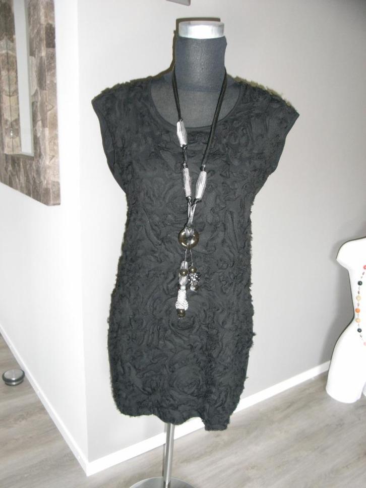 Zwart mouwloos jurkje/jurk/tuniek LEAH mt 38/40, ALS NIEUW, Kleding | Dames, Jurken, Zo goed als nieuw, Maat 38/40 (M), Zwart