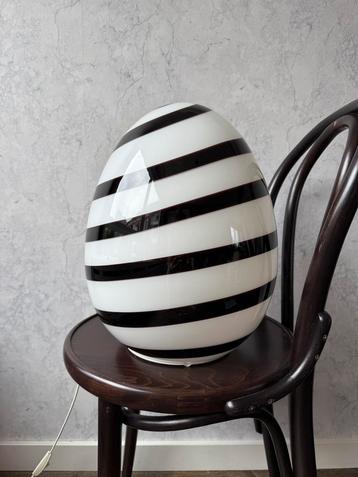Ilu du Vetro glazen design lamp - zwart/wit swirl - 40 cm beschikbaar voor biedingen