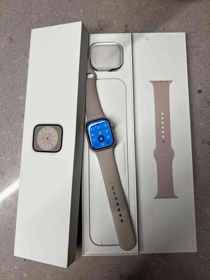 Apple Watch Series 8 41mm RVS - Zeer Goed!, Sieraden, Tassen en Uiterlijk, Smartwatches, Zo goed als nieuw, iOS, Zilver, Hartslag