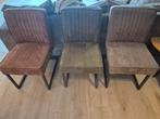 3 leren eetkamerstoelen, Huis en Inrichting, Stoelen, Ophalen, Gebruikt, Drie, Zwart