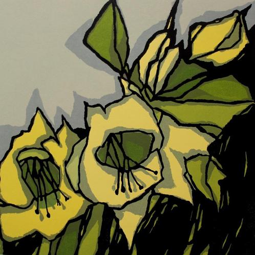 Fon Klement - Boardsnede: "les capucines" - 1998, Antiek en Kunst, Kunst | Overige Kunst, Ophalen of Verzenden