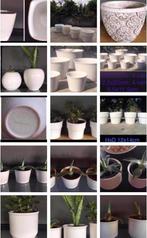 Vintage witte bloempotten bio stekjes kamerplanten, Binnen, Ophalen of Verzenden, Zo goed als nieuw, Minder dan 40 cm