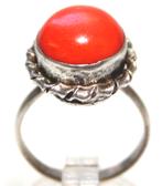 Schitterende Zilveren Cabochon Bloedkoraal Ring, Ophalen of Verzenden, Zilver, Ring, Met edelsteen