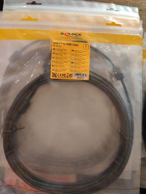 DeLOCK 85972 Usb c to HDMI 5 meter, Computers en Software, Pc- en Netwerkkabels, Nieuw, Ophalen of Verzenden