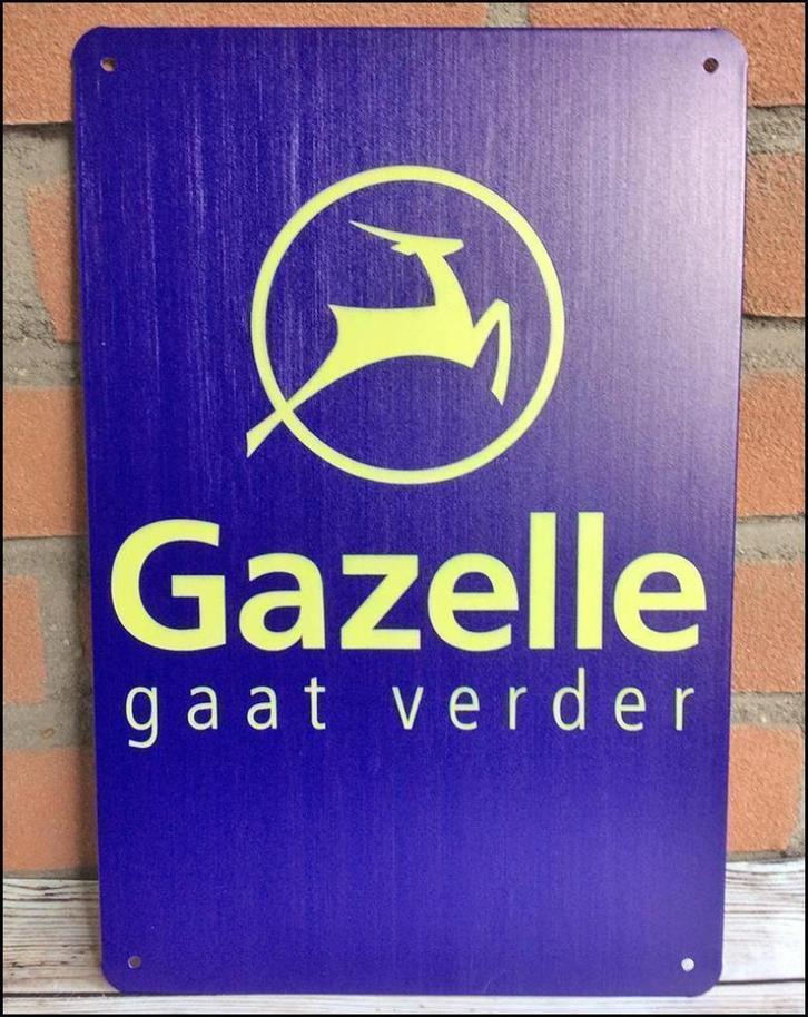 GAZELLE Fietsen Metalen Promotie Reclame bord Poster, Verzamelen, Merken en Reclamevoorwerpen, Nieuw, Reclamebord, Verzenden