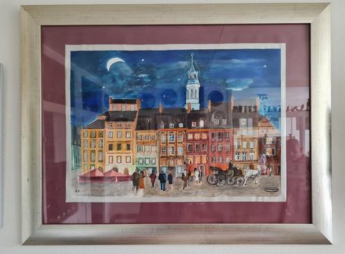 Groot schilderij Warszawa (Warschau) - gesigneerd, Antiek en Kunst, Kunst | Schilderijen | Klassiek, Ophalen