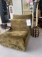 Luxe Fauteuil groen velours - tussenstuk bank - SHOWMODEL, Huis en Inrichting, Fauteuils, Ophalen of Verzenden