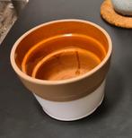 Vintage Bloempot - Aardewerk - Twee Kleuren, Tuin en Terras, Bloempotten, Ophalen, Gebruikt, Rond, Tuin