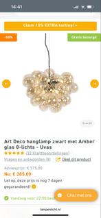 Art Deco Hanglamp Amber Glas, Huis en Inrichting, Lampen | Hanglampen, Ophalen, Zo goed als nieuw, Glas, Minder dan 50 cm
