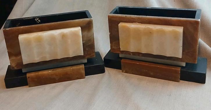 Stel Art Deco marmer Consoles, ornamten, Antiek en Kunst, Curiosa en Brocante, Ophalen of Verzenden