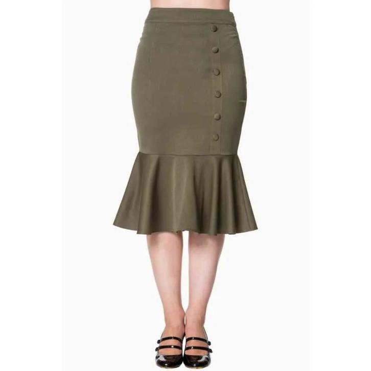BANNED "History Repeats" Skirt - Forest Green - Maat 48/4XL, Kleding | Dames, Grote Maten, Nieuw, Rok, Groen, Ophalen of Verzenden