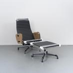 Vitra Eames EA 124 + 125 Set Zwart Leer – Chroom, Niet ingevuld, Niet ingevuld, Nieuw, 75 tot 100 cm