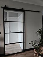 Stalen schuifdeur zwart 4-vaks 245x100, Doe-het-zelf en Verbouw, Deuren en Horren, Gebruikt, 215 cm of meer, Binnendeur, Glas