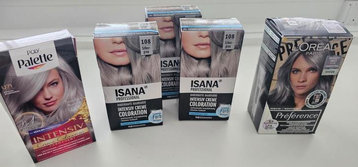 Pakket van 5 x Haarverf - Grijs/Zilver tinten, Sieraden, Tassen en Uiterlijk, Uiterlijk | Cosmetica en Make-up, Nieuw, Ophalen of Verzenden